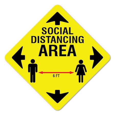 Social Distance Area 6 Ft Non-Slip Floor Graphic, 16in Vinyl Decal, 6PK